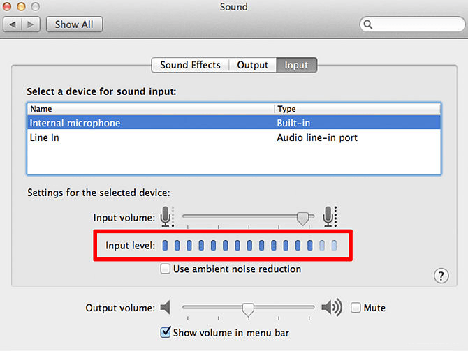 internal microphone not working on mac