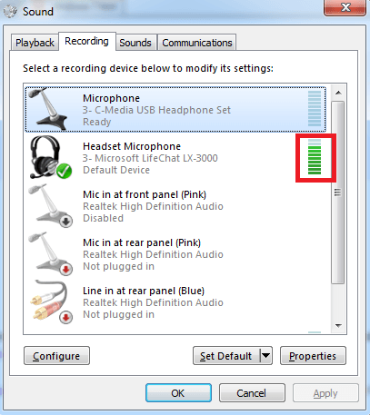 how to set up headset microphone windows 7