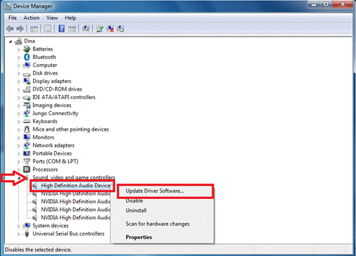 Hardware and Sound option in the control panel