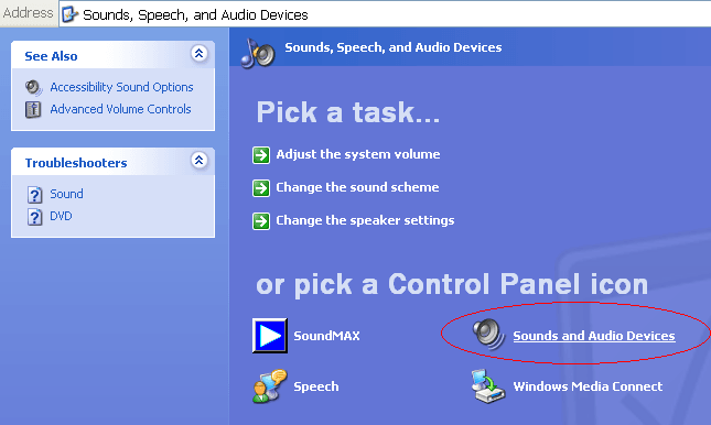 windows xp sounds and audio devices