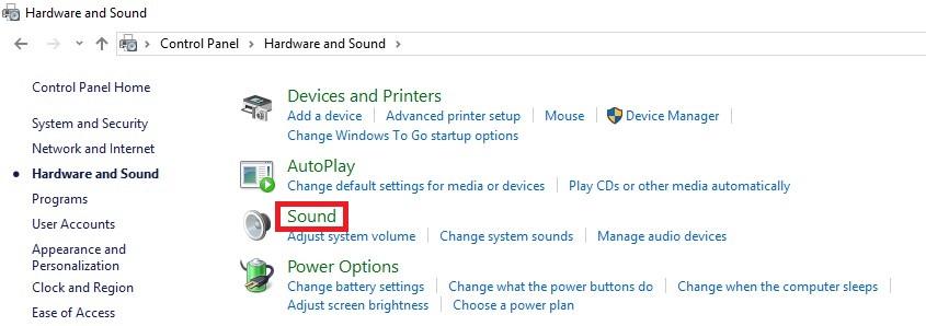 windows 10 sound set default greyed out