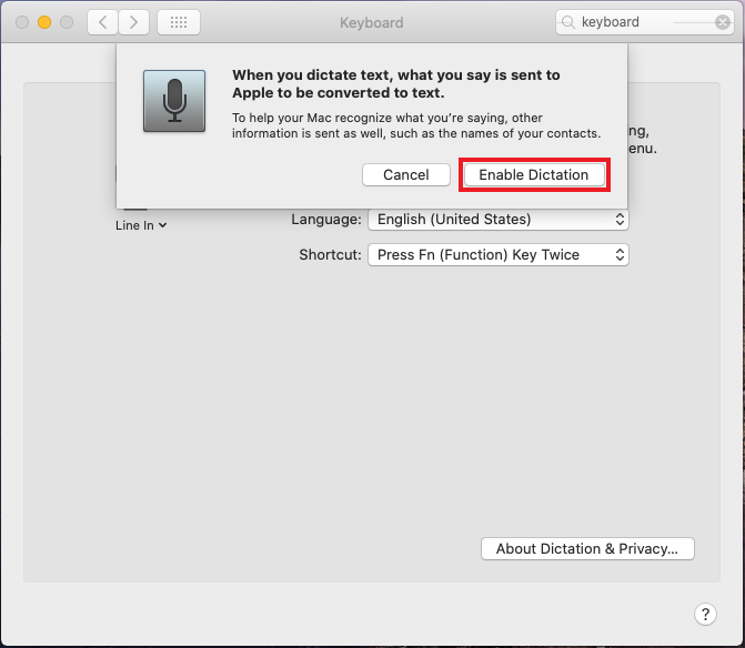 how to enable dictation on mac