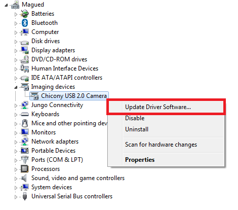 chicony usb 2.0 camera windows 7 drivers