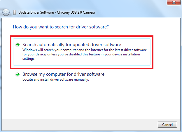 driver chicony usb 2.0 camera toshiba windows 7